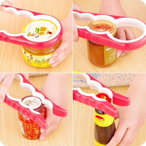 4 in 1 Multi-function Bottle Opener Home Safe Open Cans Anti-skid Cap Kitchen Tool, Random Color Delivery, 4 in 1