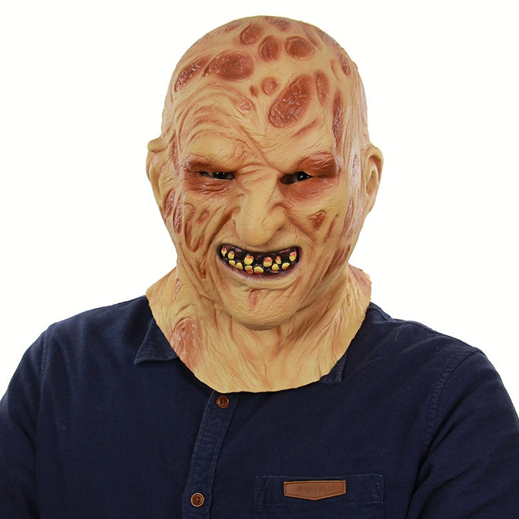 Halloween Festival Party Latex Burn Face Mask Skeleton Frightened Mask Headgear, Burn Face Mask Skeleton