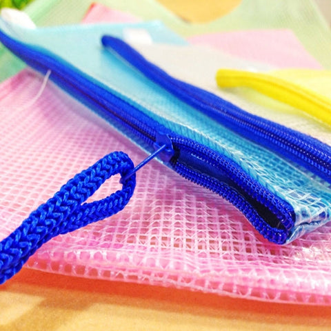 12 PCS Zipper Plastic Mesh Stationery Bag, Random Color Delivery (A5, Size: 24x17.5cm), A5, Size: 24x17.5cm