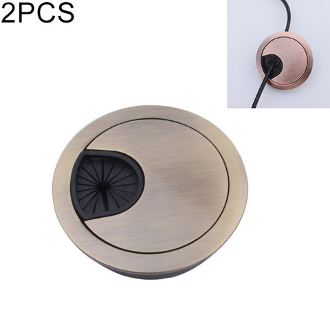 2 PCS Desk Computer Desktop Zinc Alloy Round Threading Box Hole Cover, Hole Diameter: 50mm (Bright Gold), 50mm