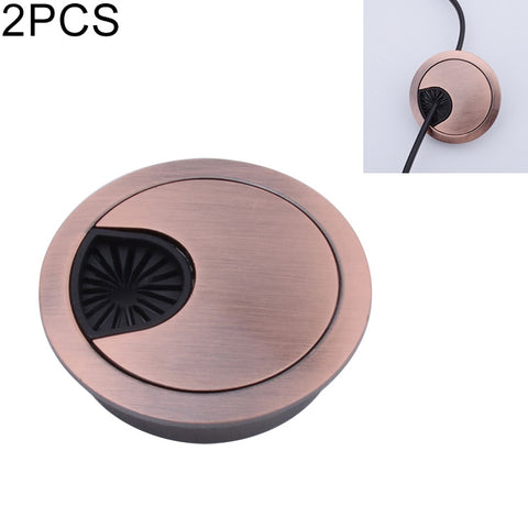 2 PCS Desk Computer Desktop Zinc Alloy Round Threading Box Hole Cover, Hole Diameter: 50mm (Bright Gold), 50mm