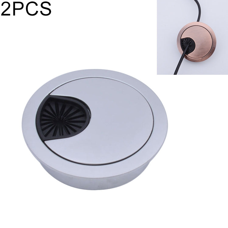 2 PCS Desk Computer Desktop Zinc Alloy Round Threading Box Hole Cover, Hole Diameter: 53mm  (Bright Gold), 53mm