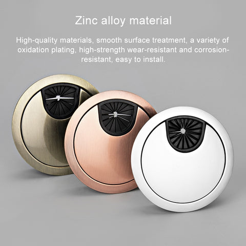 2 PCS Desk Computer Desktop Zinc Alloy Round Threading Box Hole Cover, Hole Diameter: 53mm  (Bright Gold), 53mm