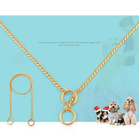 Pet Collars Pet Neck Strap Dog Neckband Snake Chain Dog Chain  Solid  Metal Chain Dog Collar，Length:40cm, 40cm