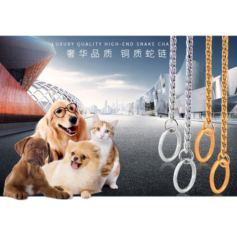 Pet Collars Pet Neck Strap Dog Neckband Snake Chain Dog Chain  Solid  Metal Chain Dog Collar，Length:40cm, 40cm