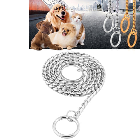 Pet Collars Pet Neck Strap Dog Neckband Snake Chain Dog Chain  Solid  Metal Chain Dog Collar，Length:40cm, 40cm