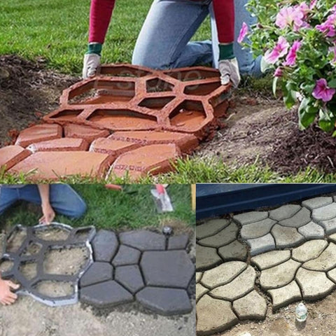 Manual Cement Concrete Road Mold Plastic Mold DIY Garden Pavement Mold, Garden Pavement Mold