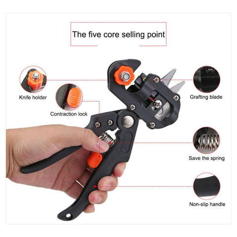 Professional Grafting Tool Set Pruning Scissors Seedling Grafting Machine Grafting Device with Three Blades, a Cross Knife ,a Wrench, Black