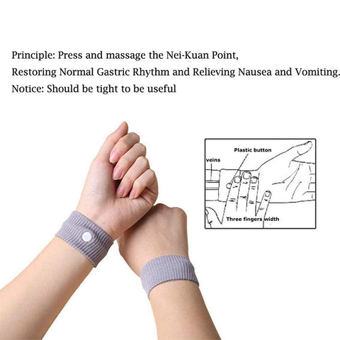 Physical Method Carsickness Prevention Antiemetic Polyester Wristband, One Pair, Red, White, Yellow, Black, Orange, Pink, Green, Grey, Blue