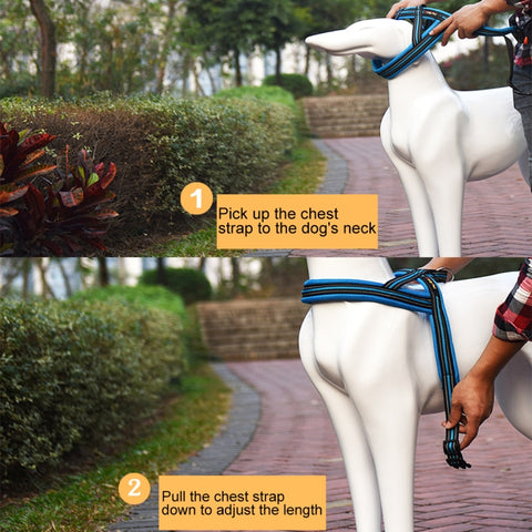 Pet Dogs A7 Reflective Polyester Chest Harness Lead Leash Traction Big Dogs Safety Chain Rope Collar, Size: L, 2.5*68*84cm, Size: L, 2.5*68*84cm