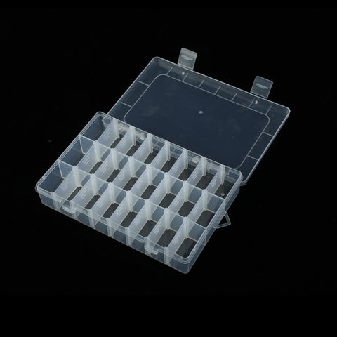 Plastic Removable Grid 24 Slots Box Organizer Storage Container for Jewelry Earring, 24 Slots