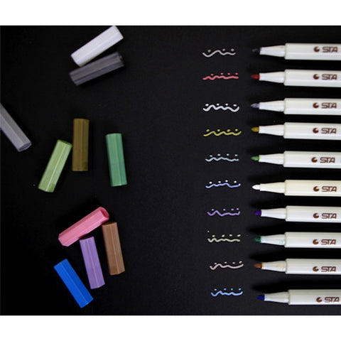 10 in 1 Creative Stationery Water Chalk Pen Watercolor Pens Scrapbooking Photo Album Metallic Art Marker Pens Gel Pen School Office Stationery