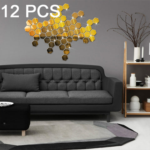 12 PCS 3D Hexagonal Mirror Wall Stickers Set, Size: 10*10cm, Size: 10*10cm (Black), Size: 10*10cm (Gold), Size: 10*10cm (Blue), Size: 10*10cm (Red), Size: 10*10cm (Silver)