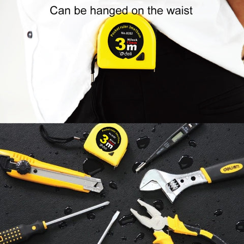 deli Retractable Ruler Measuring Tape Portable Pull Ruler Mini Tape Measure, Length: 3m, 3m