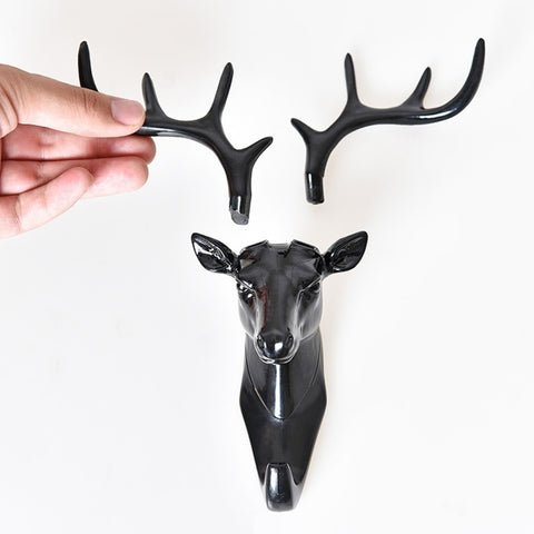 European-Style Rural Pendant Deer Head Wall Hanging Clothes Hook, Random Color Delivery, Deer Head Hook