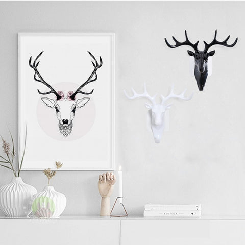 European-Style Rural Pendant Deer Head Wall Hanging Clothes Hook, Random Color Delivery, Deer Head Hook