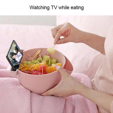 Kitchen Double Layer Fruit Bowl Washing Basket Lazy Bracket Snack Nuts Bowl