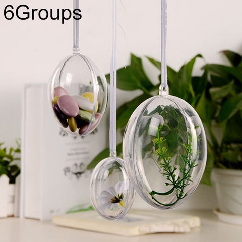 6 PCS Transparent Plastic Hollow Ellipsoid Easter Christmas Wedding Decorations, 6 PCS