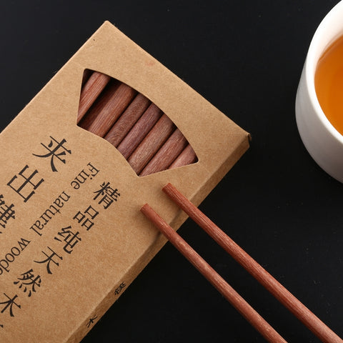 10 Pairs Natural Red Sandal Wood Non-slip Chopsticks