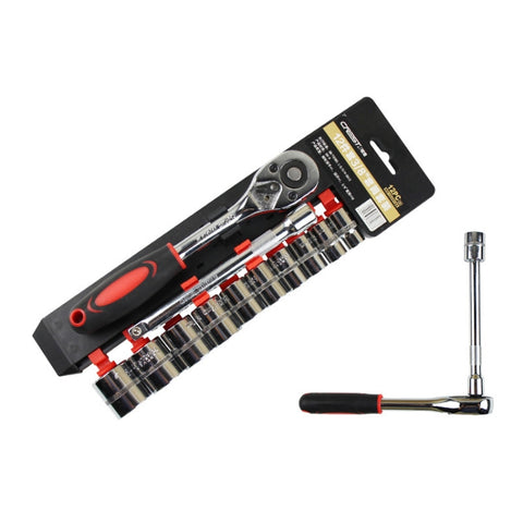 12 in 1 3/8 Interface Ratchet Wrench Set Car Repair Combination Hardware Toolbox, 12 PCS 3/8 Interface