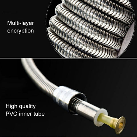 3m Flexible Stainless Steel Showerhead Hose Pipe Double Interlock Copper Interface Anti Burst Bath Water Pipe, 3m (Double Interlock)