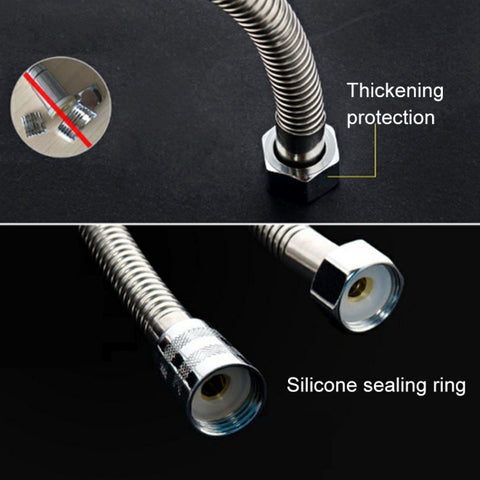 3m Flexible Stainless Steel Showerhead Hose Pipe Double Interlock Copper Interface Anti Burst Bath Water Pipe, 3m (Double Interlock)