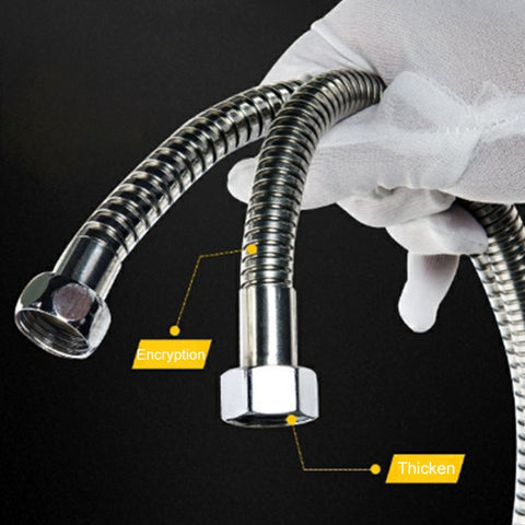 3m Flexible Stainless Steel Showerhead Hose Pipe Double Interlock Copper Interface Anti Burst Bath Water Pipe, 3m (Double Interlock)