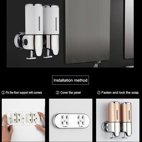 Triple Hotel Shower Manual Dispenser Wall Mounted Washing Liquid Shampoo Soap Bottle, Capacity: 1200ml, 1200ml/Stainless Steel
