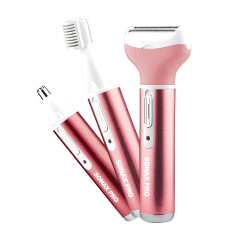 220V 3 In 1  Water Proof Rechargeable Vibrissa Eyebrows Trimmer Body Hair Denuding Machine Set, EU Plug