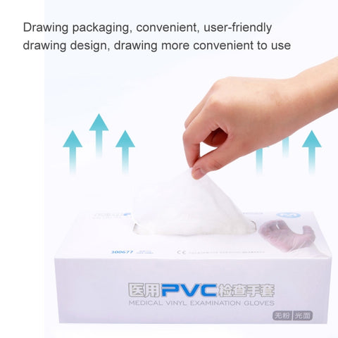 100 PCS Disposable PVC Examination Gloves Household Transparent Touchable Protective Gloves, Size: L, 100 PCS L