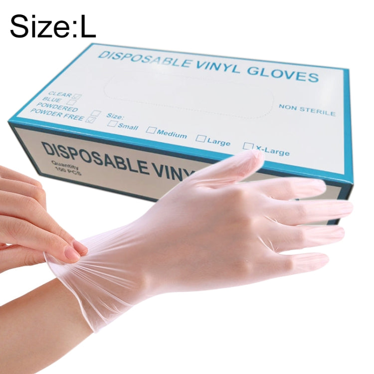 100 PCS Disposable PVC Examination Gloves Household Transparent Touchable Protective Gloves, Size: L, 100 PCS L