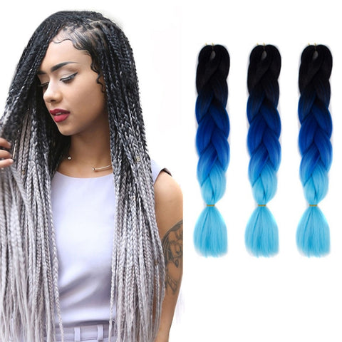 Fashion Color Gradient Individual Braid Wigs Chemical Fiber Big Braids, Length: 60cm(56 Purple+Lake Blue+Light Purple), 21, 35, 37, 38, 44, 45, 46, 47, 49, 50, 51, 56
