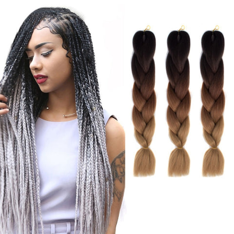 Fashion Color Gradient Individual Braid Wigs Chemical Fiber Big Braids, Length: 60cm(56 Purple+Lake Blue+Light Purple), 21, 35, 37, 38, 44, 45, 46, 47, 49, 50, 51, 56