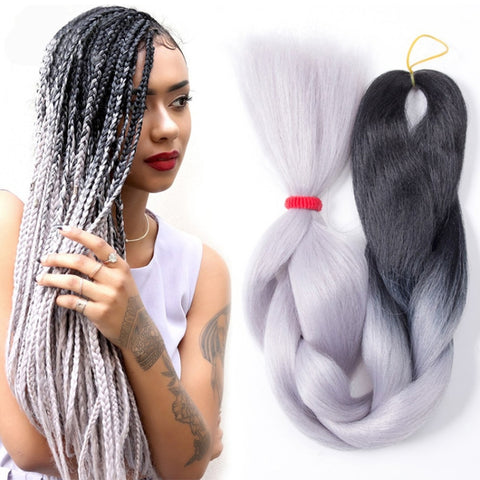 Fashion Color Gradient Individual Braid Wigs Chemical Fiber Big Braids, Length: 60cm(56 Purple+Lake Blue+Light Purple), 21, 35, 37, 38, 44, 45, 46, 47, 49, 50, 51, 56