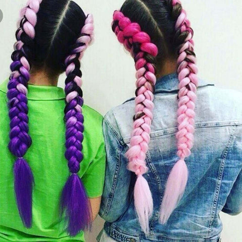 Fashion Color Gradient Individual Braid Wigs Chemical Fiber Big Braids, Length: 60cm(56 Purple+Lake Blue+Light Purple), 21, 35, 37, 38, 44, 45, 46, 47, 49, 50, 51, 56