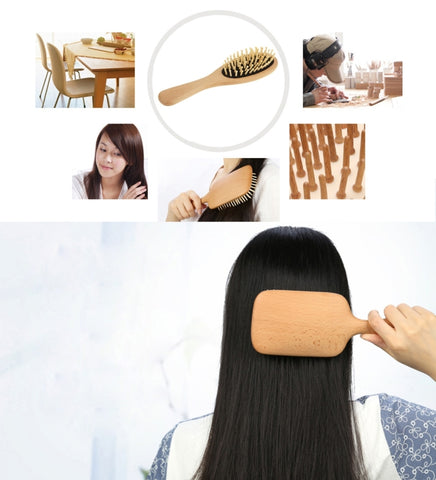 Natural Wooden Massage Hair Comb with Rubber Base & Wooden Brush, Size: Medium, Medium(Black), Medium(White)
