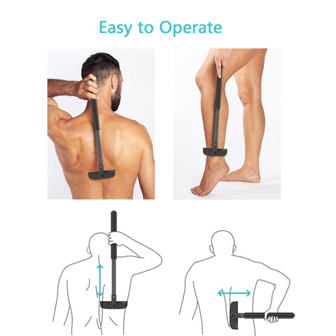 XPREEN XPRE034 Stretchable Handle Stainless Steel Blade Back Shaver Adjustable Back Razor with Lanyard for Men, XPRE034