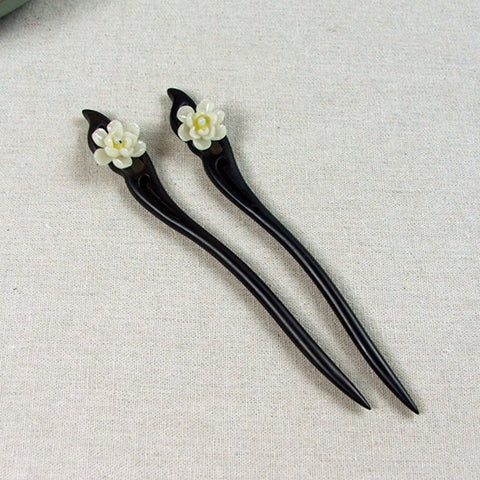 Classical Green Sandalwood Ancient Hairpin Hair Costume Headdress-Banyue Jade Flower + Gift Box, Gift Box Colors Are Random, Green Sandalwood Wanyue Jade Flower Green, Green Sandalwood Wanyue Jade Flower Red, Green Sandalwood Wanyue Jade Flower White