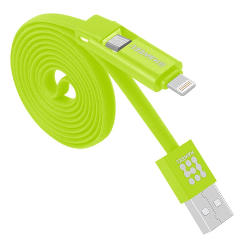 HAWEEL 1m 2 in 1 Micro USB & 8 Pin to USB Data Sync Charge Cable, 2 in 1 Cable in two connectors, 2 in 1