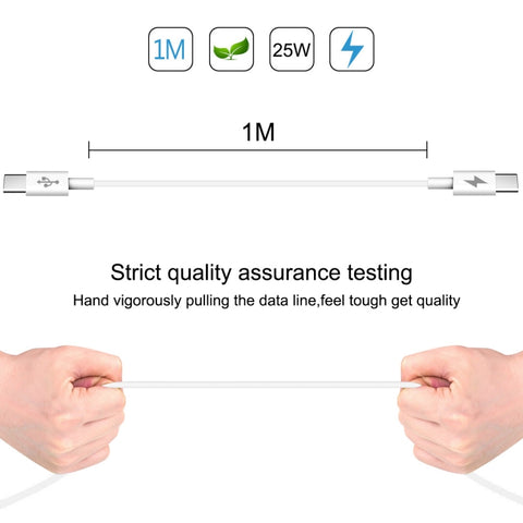 HAWEEL 25W 3A Type-C / USB-C to Type-C / USB-C PD Fast Charging Data Cable, Length: 1m, Type-C to Type-C 1m White