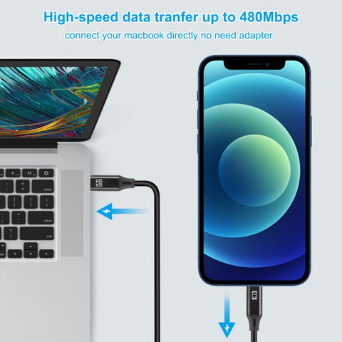 HAWEEL 1m USB-C / Type-C to 8 Pin OTG Sync Data / Charging Cable