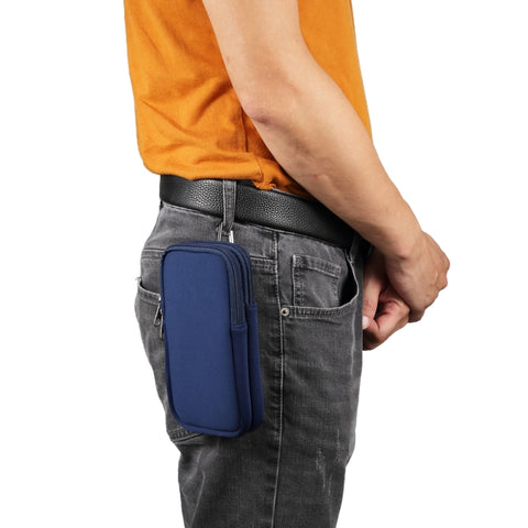 Universal Double-compartment Elastic Hanging Waist Bag for 6.9 inches and Below Smart Phones