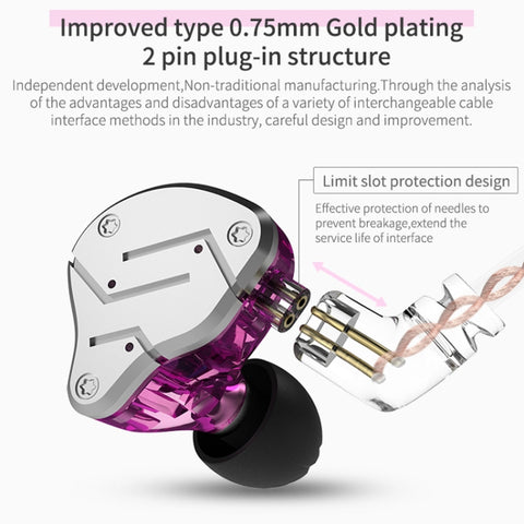 KZ ZSN Circle Iron Moving Iron Quad-core Wired Control In-ear Mega Bass HiFi Earphone with Microphone