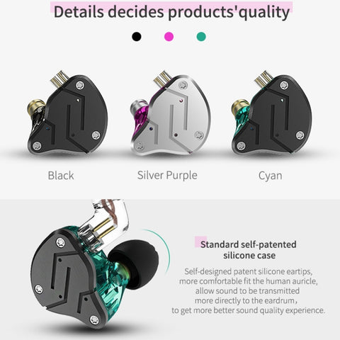 KZ ZSN Circle Iron Moving Iron Quad-core Wired Control In-ear Mega Bass HiFi Earphone with Microphone