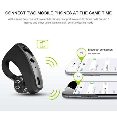 V9 Business Handsfree Wireless Bluetooth Headset CSR 4.1 with Mic for Driver Sport, V9