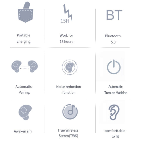 Q2 TWS Bluetooth 5.0 Binaural Stereo Wireless Sports Bluetooth Earphone
