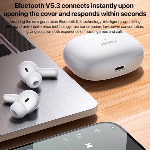 Yesido TWS28 ANC+ENC Dual Noise Reduction Smart TWS Wireless Bluetooth Earphone, TWS28 Beige, TWS28 White