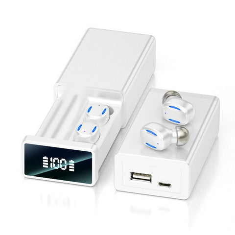 A22 English Version Pull-out Digital Display Bluetooth Earphone with Magnetic Charging Box, Support Touch Light & Power Bank, English Version