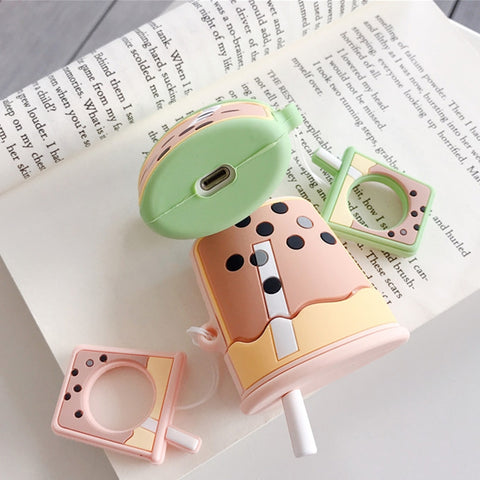 Wireless Earphones Shockproof Pearl Milk Tea Silicone Protective Case for Apple AirPods 1 / 2, Orange, Green, Purple, Apricot