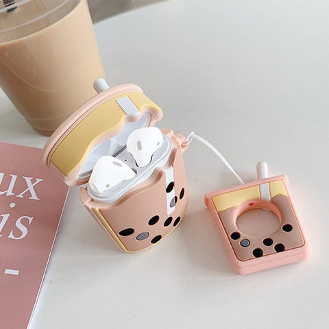Wireless Earphones Shockproof Pearl Milk Tea Silicone Protective Case for Apple AirPods 1 / 2, Orange, Green, Purple, Apricot